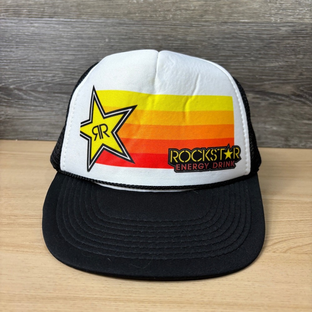 Rockstar Hat Cap Snapback Black Trucker Energy Drink Adjustable‎